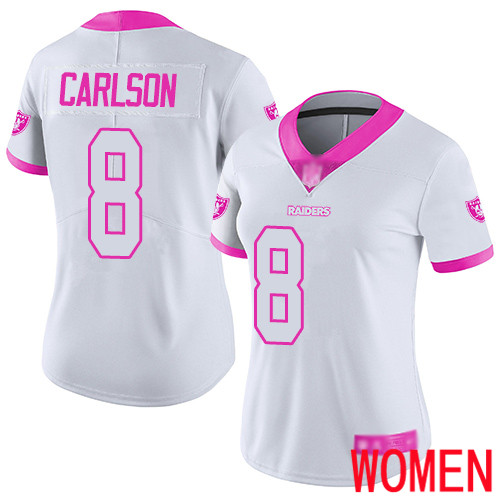 Oakland Raiders Limited White Pink Women Daniel Carlson Jersey NFL Football #8 Rush Fashion Jersey